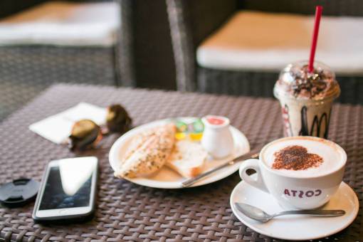 spoon-with-coffee costa  coffee  latte  art  stemed  milk  hot