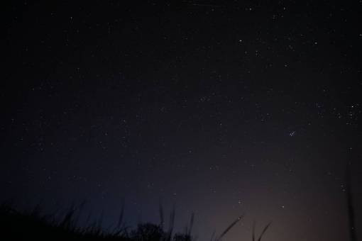 dark  sky  night  stars  moon  mountain  grass
