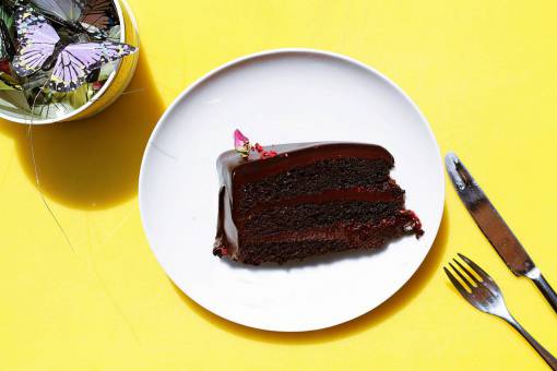 chocolate fork  bread  knife  plate  chocolate  cake  food