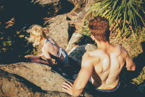 trekking guy  girl  climbing  hiking  trekking  fitness  exercise