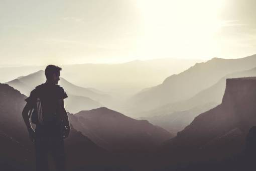 backpacking guy  man  people  mountains  landscape  nature  sunset
