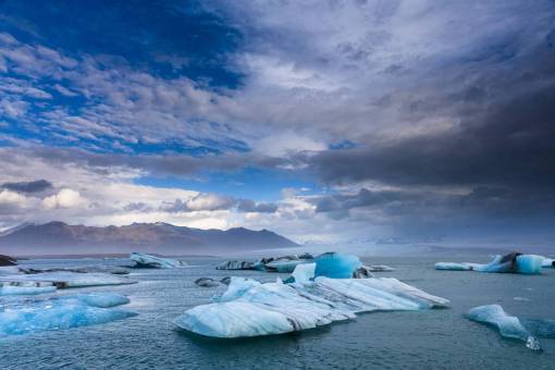 glaciar Islandia hielo glaciares lago agua cielo nubes