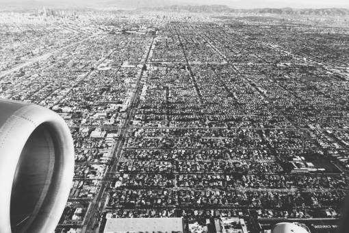 vista aerea Los Ángeles vista aérea viajes de aterrizaje de avión
