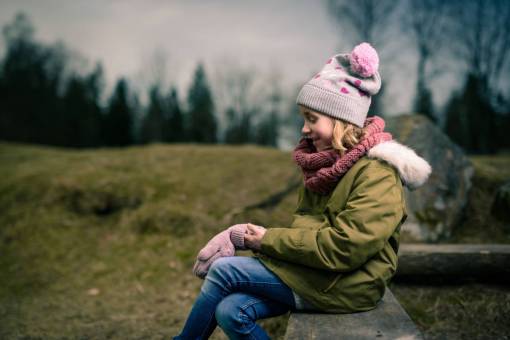 adolescence people  girl  teen  beanie  gloves  jacket  happy