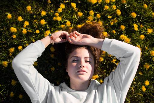 people  girl  woman  yellow  flowers  garden  field