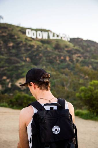 backpacking people  guy  man  travel  backpack  hollywood  highland