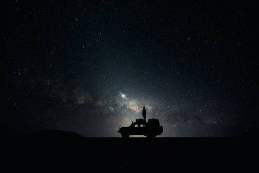 galaxia gente, hombre, acampar, paseo, coche, transporte, vehículo