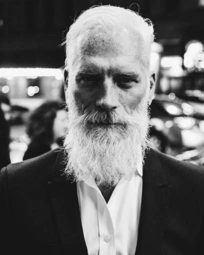 formal-businesswear people  man  old  beard  hair  white  black and white