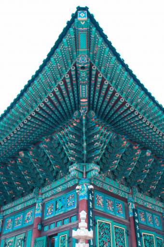 corea templo, corea, seúl, edificio, ornamentado, detalle, palacio