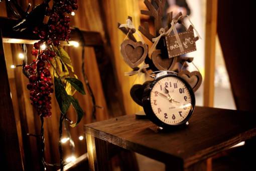 new wood  table  lights  clocks  newyear  mirror  vintage
