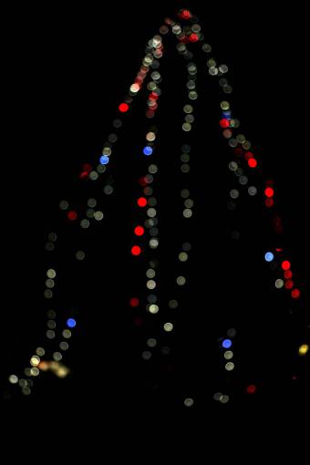 diciembre árbol de navidad, superposición, fondo negro
