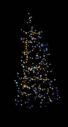 diciembre árbol de navidad, superposición, fondo negro