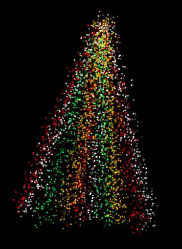 diciembre árbol de navidad, superposición, fondo negro