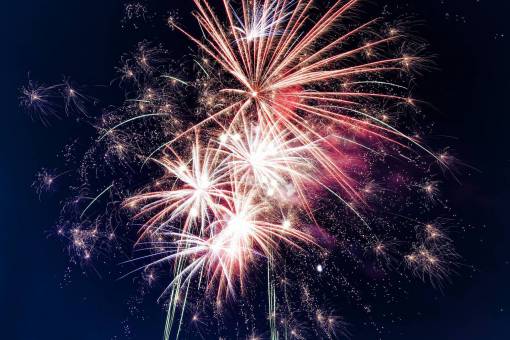 vector Coloridos fuegos artificiales explotan por la noche