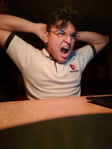 fat Portrait of a man yawning