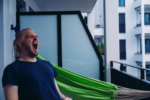 fat Portrait of a man yawning