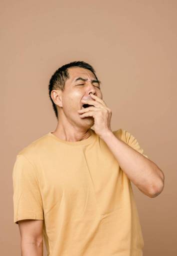 energy Portrait of a man yawning