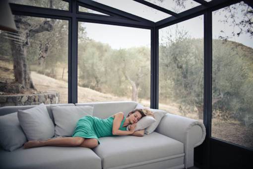 Portrait of a woman sleeping at bed