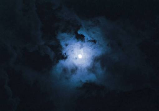 silhouette The moon in the night sky