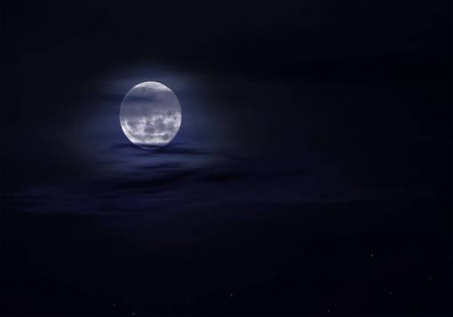 silhouette The moon in the night sky