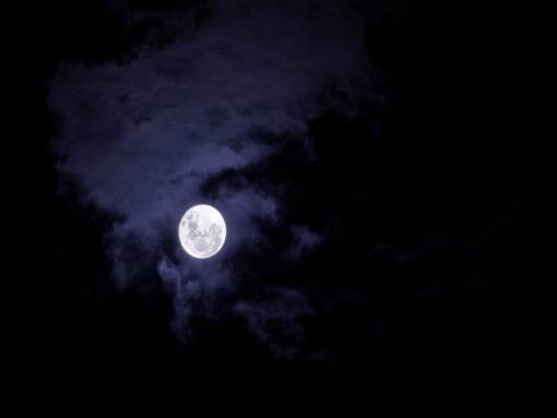 silhouette The moon in the night sky