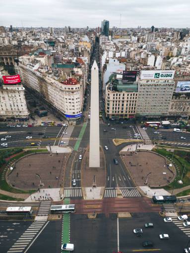monumento Vista aérea del Obelisco en Buenos Aires, Argentina