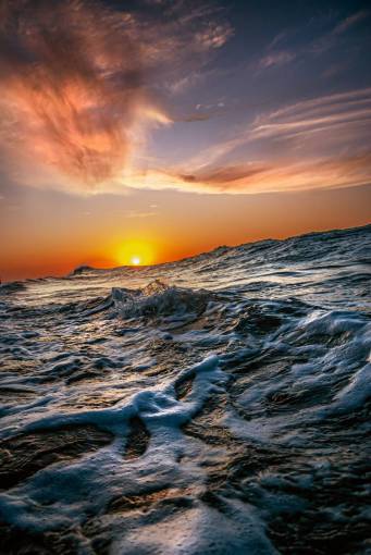 morning Sea with murky waves in Patagonia Argentina