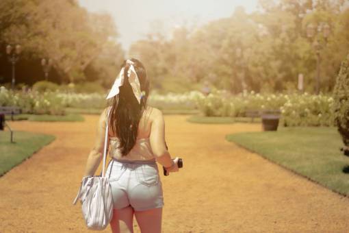 park Woman walking at Bosques de Palermo in Buenos Aires, Argentina, 