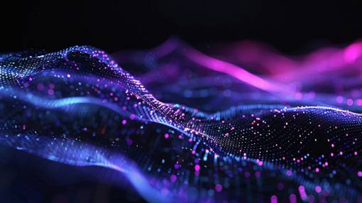 technology Abstract Blue and Purple Glowing Particle Wave Background – Futuristic, Digital, and Vibrant