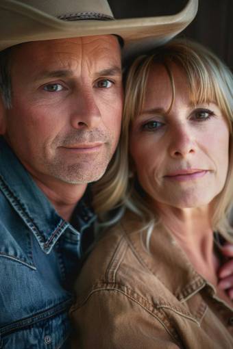 nature Portrait of a 50-Year-Old Couple Staring at the Camera – Love, Experience, and Connection