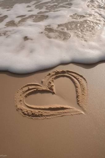 love Heart Drawn in the Sand on the Beach – Symbol of Love and Romance