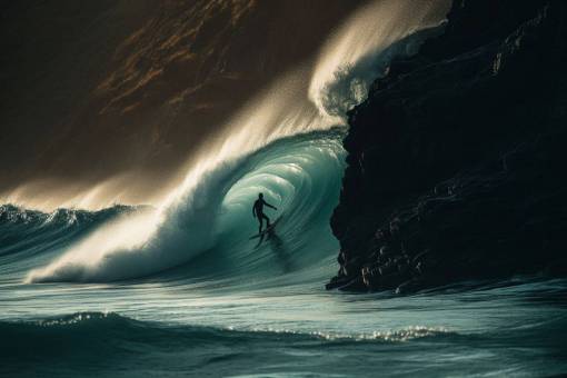 lifestyle Man Surfing on the Waves – Adventure, Freedom, and Ocean Energy
