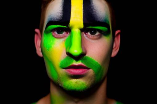 brazo adultos de etnia caucásica hombres rostro humano una persona pintura facial fútbol;ventilador;brasil;pintado;cara