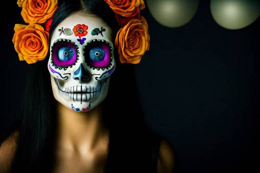 fiesta belleza celebración halloween una persona mujer adulto día de muertos;calavera;cara pintada