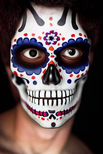 ojo primer plano rostro humano cráneo humano retrato una persona Día de los Muertos;cráneo;cara pintada halloween