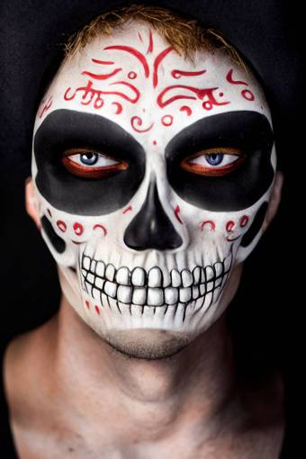 horror Day of the Dead;skull;painted face adult men spooky human face one person halloween