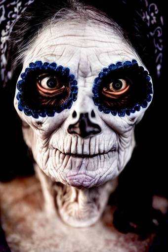 horror Day of the Dead;skull;painted face close-up horror spooky halloween human skull death