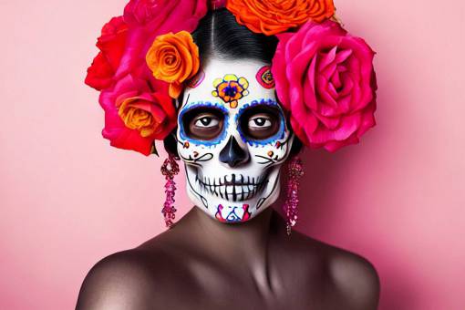 halloween Día de los Muertos; calavera; cara pintada halloween flor rostro humano mujer belleza adulto