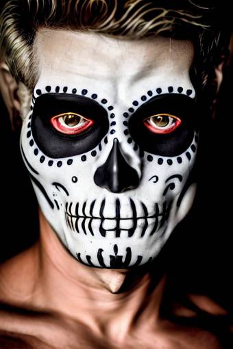 horror Día de los Muertos; cráneo; cara pintada cara humana retrato halloween hombres espeluznante una persona