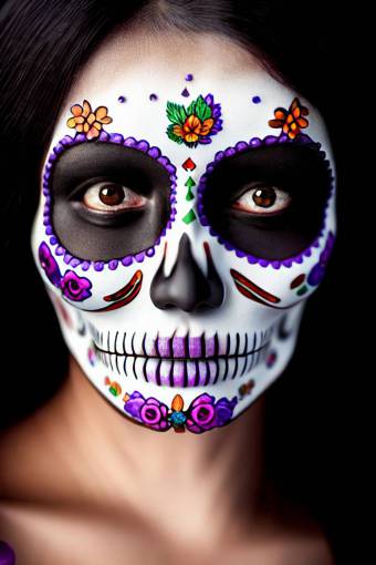 halloween Día de los Muertos; cráneo; cara pintada retrato halloween rostro humano una persona cráneo humano mujeres