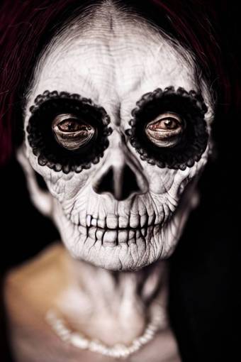 horror death halloween horror Day of the Dead;skull;painted face close-up spooky human skull