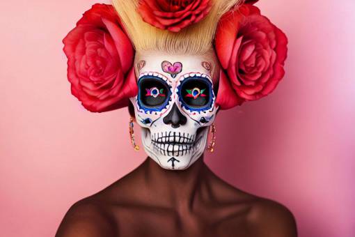 halloween Halloween mujeres adultas flor belleza rostro humano Día de Muertos; calavera; cara pintada