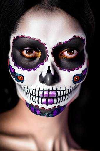 ojo día de halloween de los muertos; cráneo; cara pintada mujer rostro humano retrato de primer plano de una persona