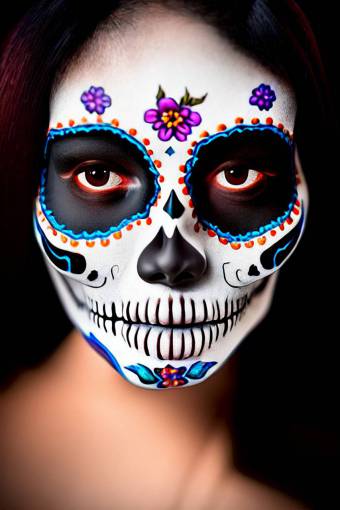 ojo halloween mujeres una persona día de los muertos; cráneo; cara pintada rostro humano cráneo humano retrato