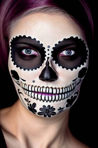 ojo rostro humano primer plano de halloween Día de los Muertos; cráneo; cara pintada retrato de mujer una persona