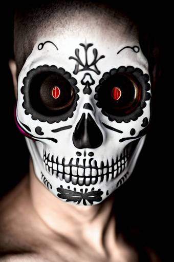 halloween rostro humano halloween espeluznante muerte cráneo humano día de los muertos; cráneo; cara pintada horror
