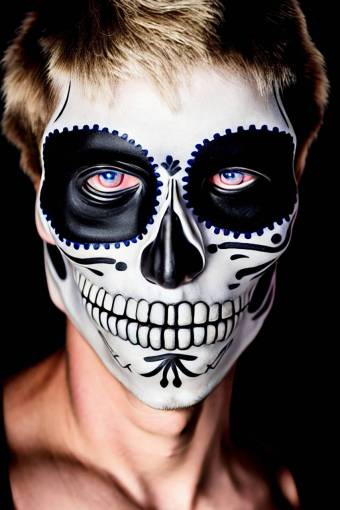 human face portrait one person halloween men close-up Day of the Dead;skull;painted face