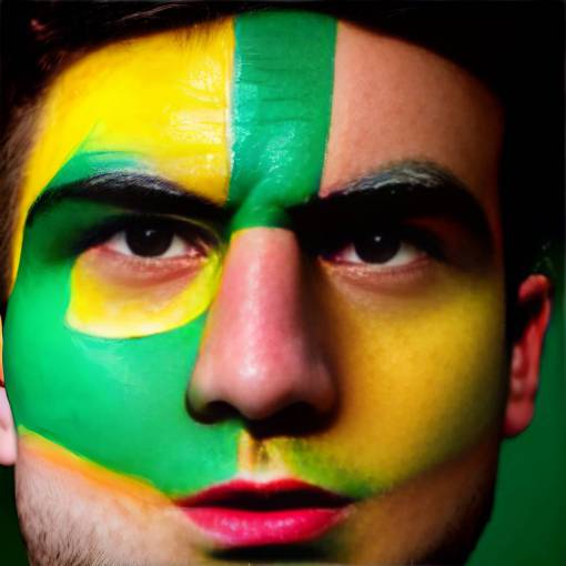 brazo rostro humano futbol;aficionado;brasil;pintado;cara deporte hombres cara pintura