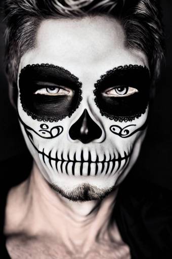 human face spooky Day of the Dead;skull;painted face one person portrait men halloween