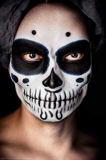 halloween rostro humano espeluznante retrato halloween una persona hombres día de los muertos;cráneo;cara pintada